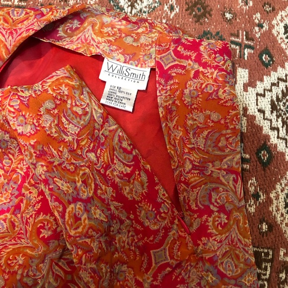 Willi Smith Boho Pink Paisley Midi Zip Up Skirt - Picture 8 of 9